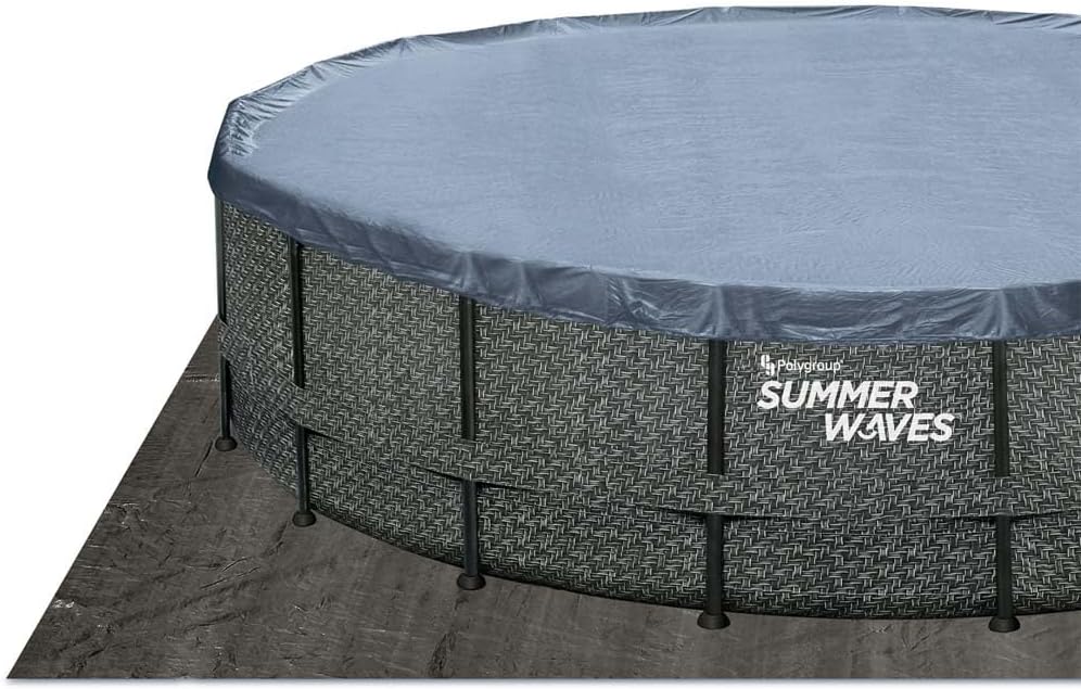 bleujardin - Elite Frame rotin gris - Ø488x122 cm - Piscine hors-sol