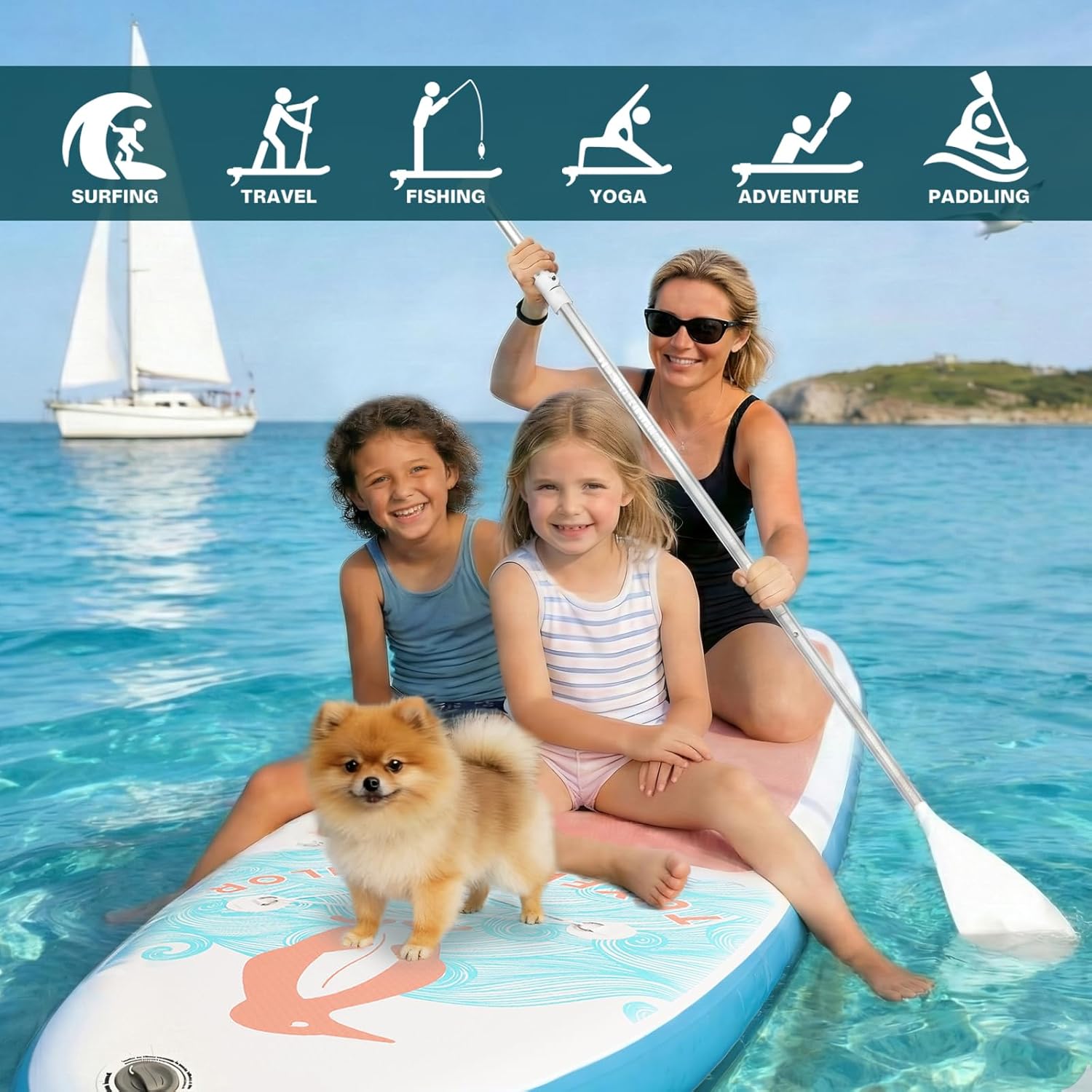 bleujardin - SUP gonflable adulte 320cm - stable, kit complet