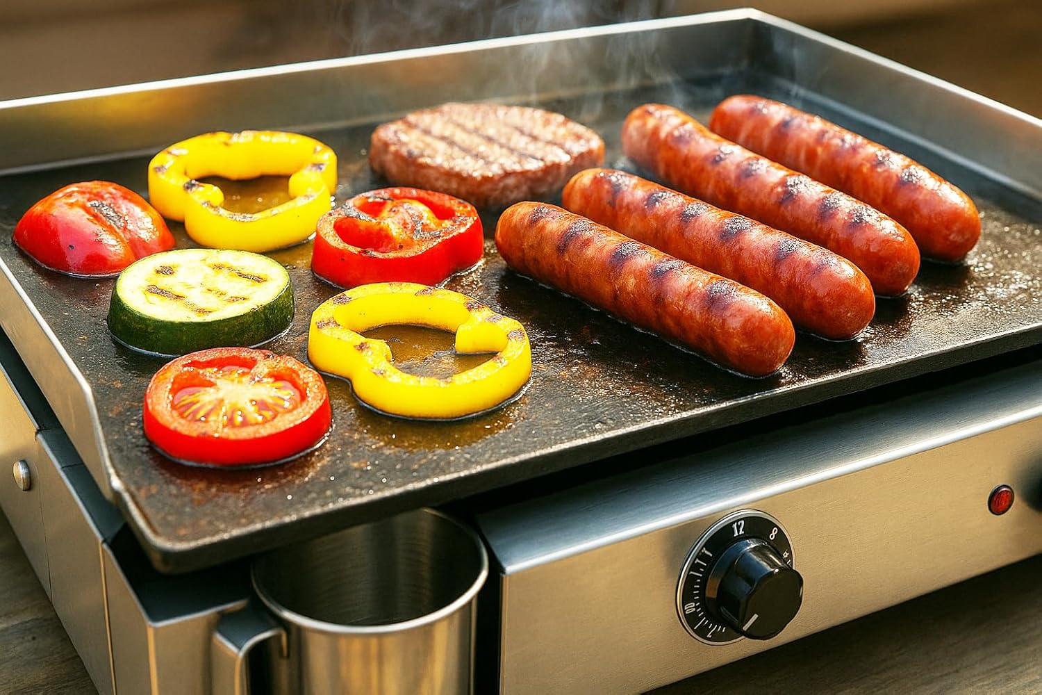 bleujardin - Plancha électrique 2 zones inox 3000W, 60x40cm - 8679