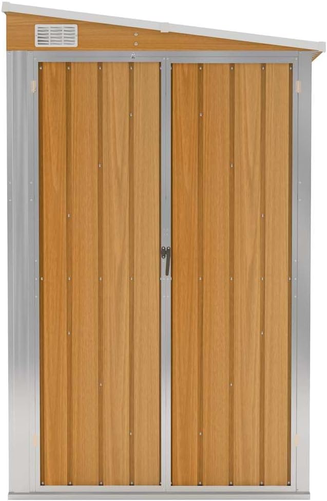 Abri de jardin mural marron 118x382x178 cm acier galvanisé, 47.9kg