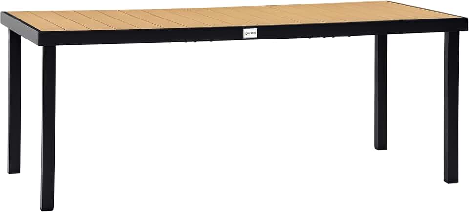 bleujardin – Table de jardin pour 8, 190x90x74 cm, aluminium, bois naturel