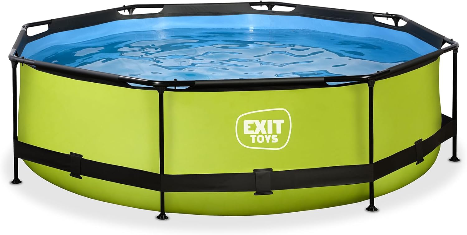 bleujardin - Piscine Tubulaire Lime - 300x76cm - Pompe filtrante, entrée basse, cadre stable, vert