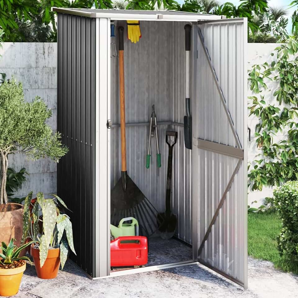 bleujardin - abri de jardin acier galvanisé, 118,5x97x209,5cm, anthracite