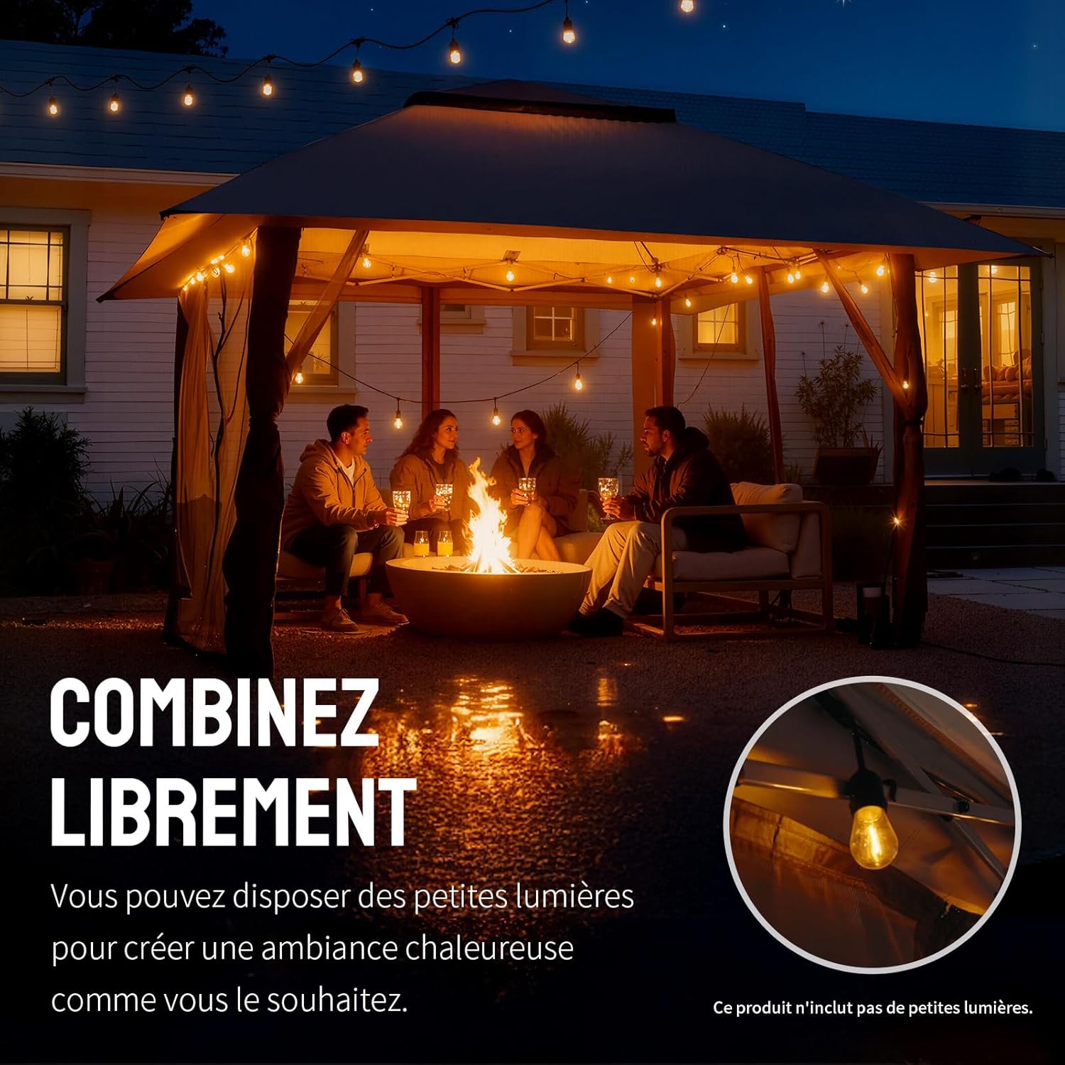 bleujardin - tonnelle jardin pop up - 4x4 m - double toit, côtés maille, hauteur réglable