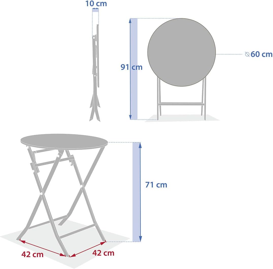 bleujardin - Greensboro ronde 2 places - acier vert laurier renforcé - table de jardin pliante