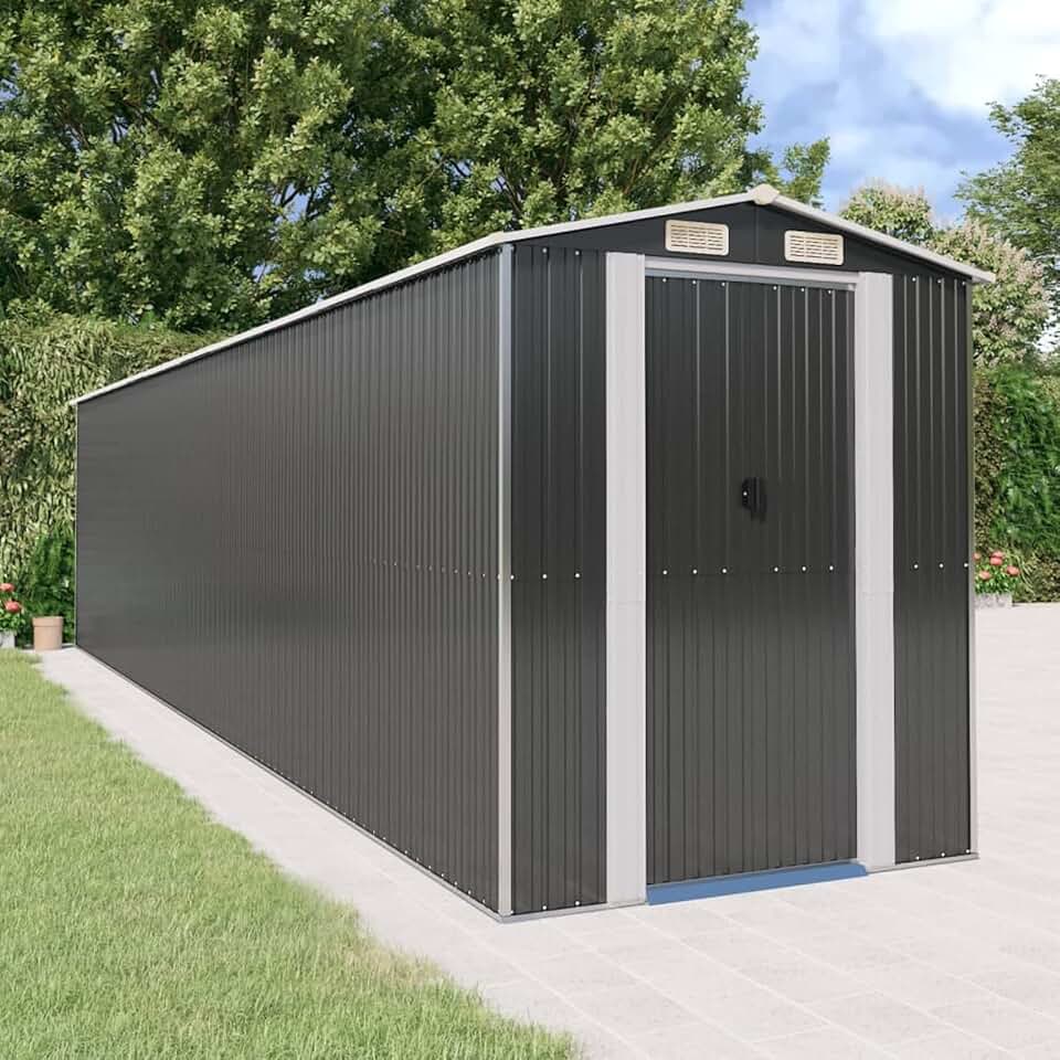 bleujardin Abri de jardin, abris pour parcelles, abris de jardin, abri de jardin extérieur, maisons préfabriquées, acier galvanisé anthracite 192 x 855 x 223 cm