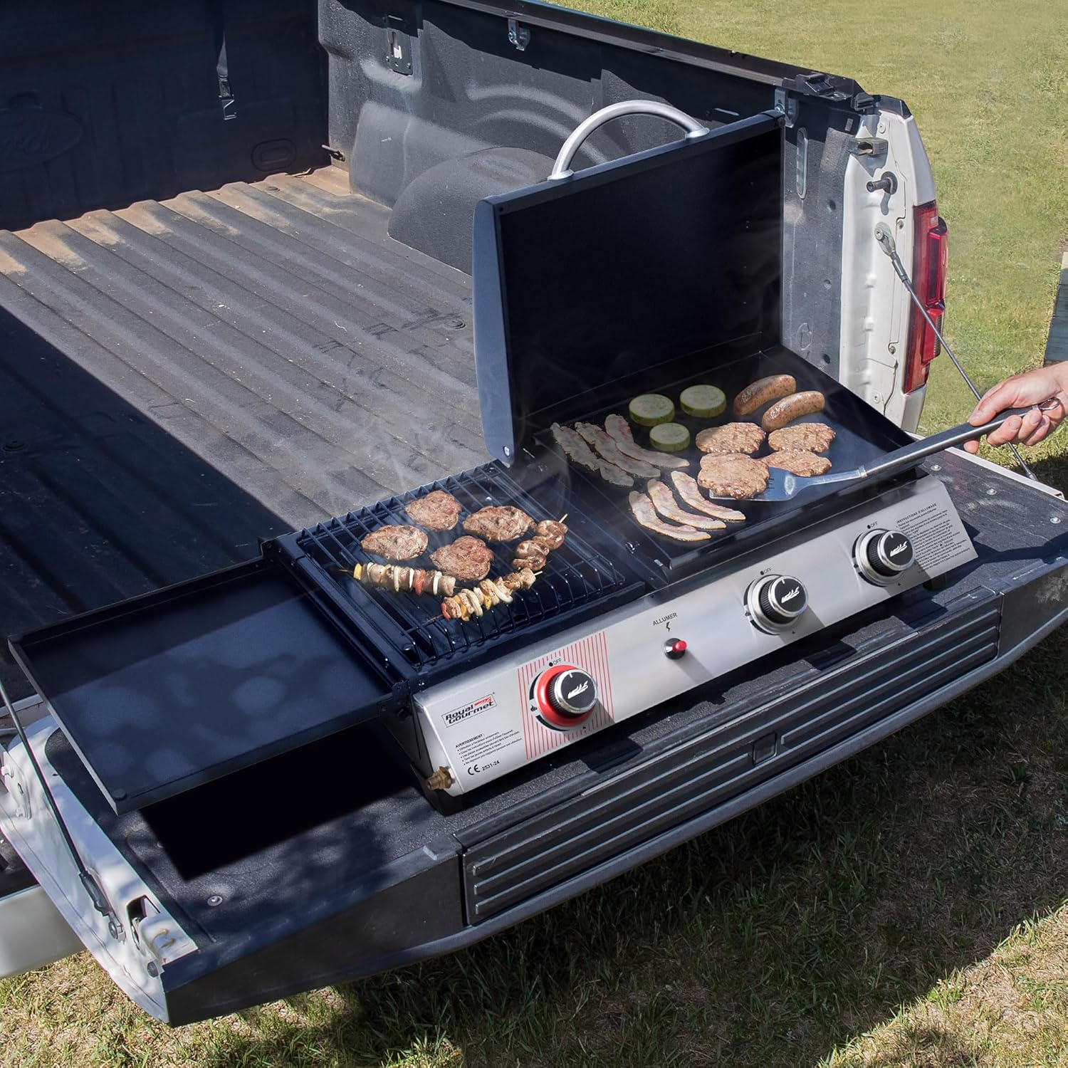bleujardin - barbecue gaz 3 brûleurs - 8,5kW - plancha, grille, couvercle multifonction