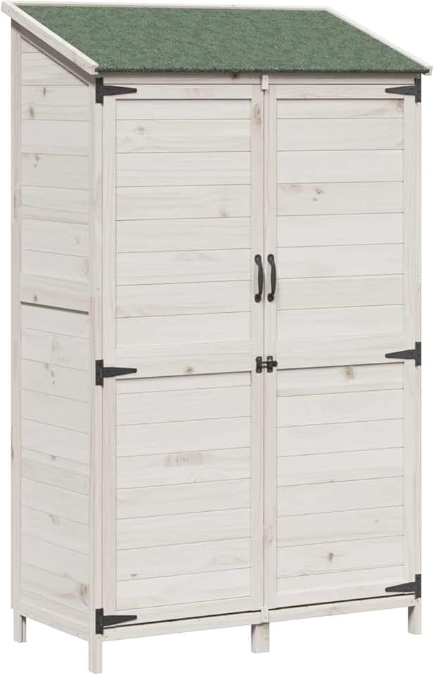 bleujardin - Abri de jardin blanc - 106,5x56x176 cm - bois d’ingénierie, étanche