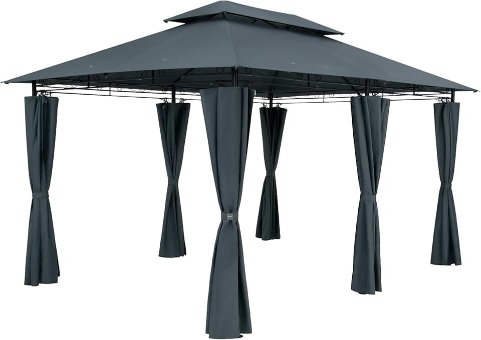 bleujardin - Pavillon de Jardin Topas 3x4m, métal, UV50+, hydrofuge, anthracite