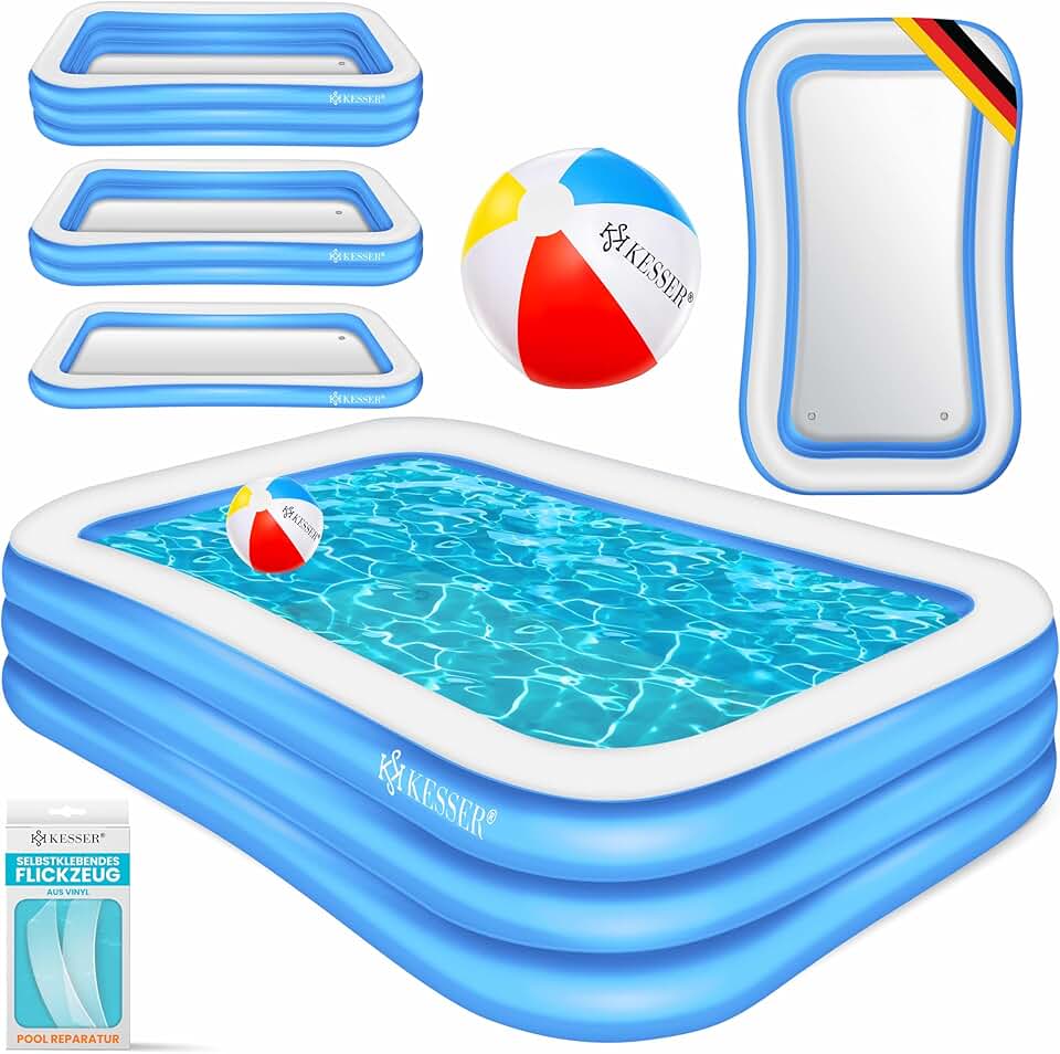bleujardin - Piscine familiale rectangulaire 240x142x56cm, 613L, trous drainage