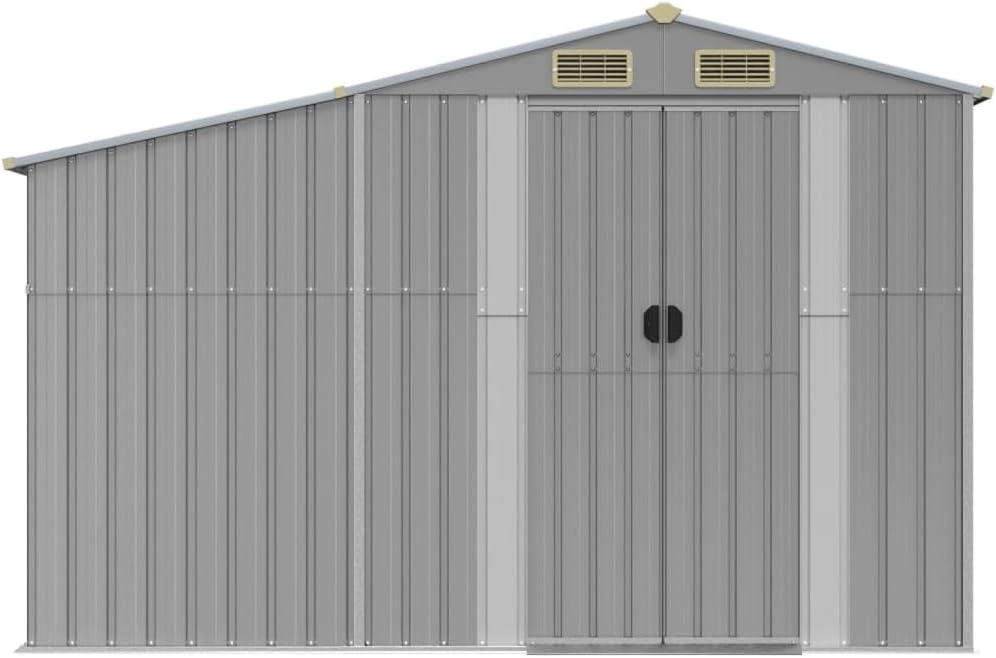 Abri de jardin en acier galvanisé – Durable pour outils et bûches avec toit incliné 277 x 192,5 x 179 cm – Parfait pour le stockage de matériel d'extérieur et de charbon
