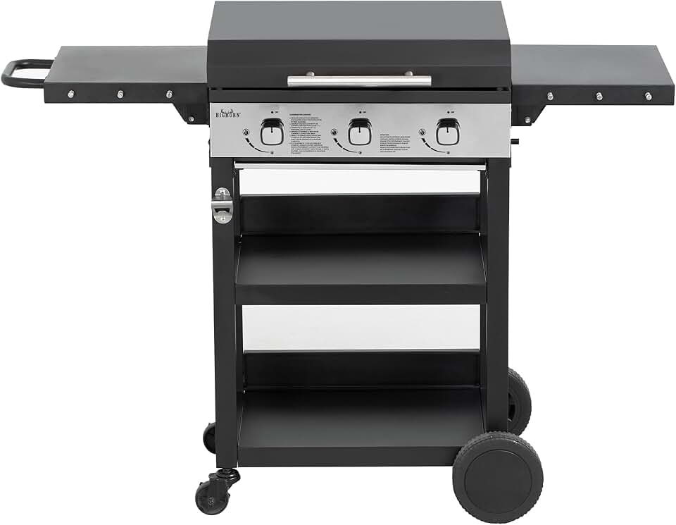 bleujardin - Plancha gaz 3 brûleurs avec chariot, couvercle - 7,2 kW