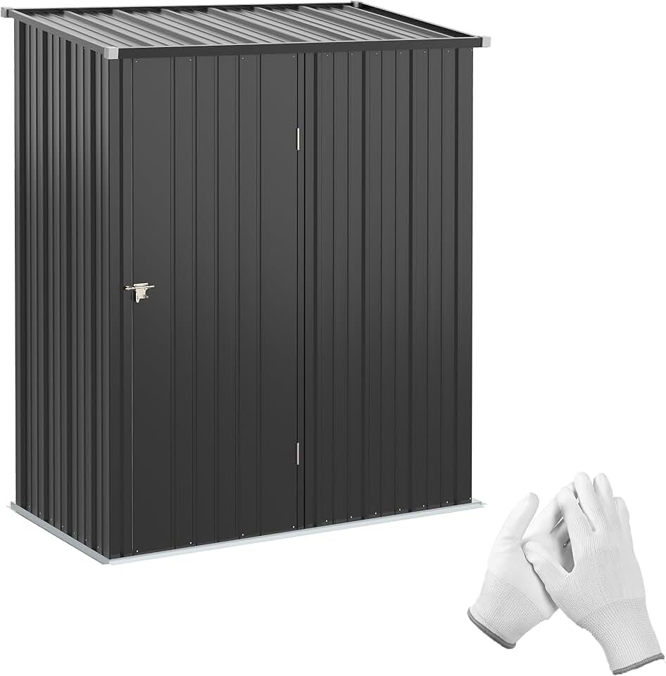 bleujardin - abri de jardin acier, 161,5x94,5x196cm, serrure, noir