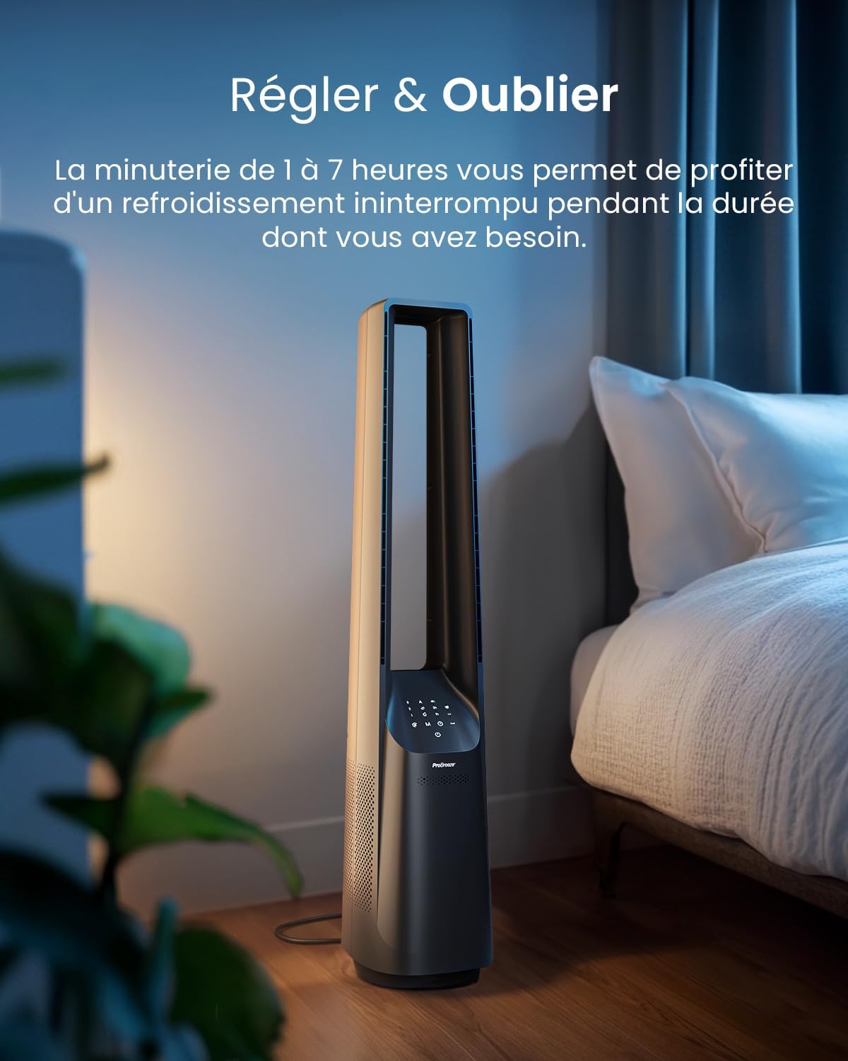 bleujardin Ventilateur Colonne Sans Pale - Ventilateur Tour Silencieux, Hauteur 101 cm avec 6 Vitesses, Oscillation 60°, Ventilateur Sans Lame Rafraichisseur d'Air Bladeless Noir