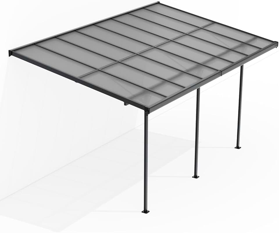 bleujardin - Borneo 3x5 m - toit terrasse alu gris, plaques alvéolaires