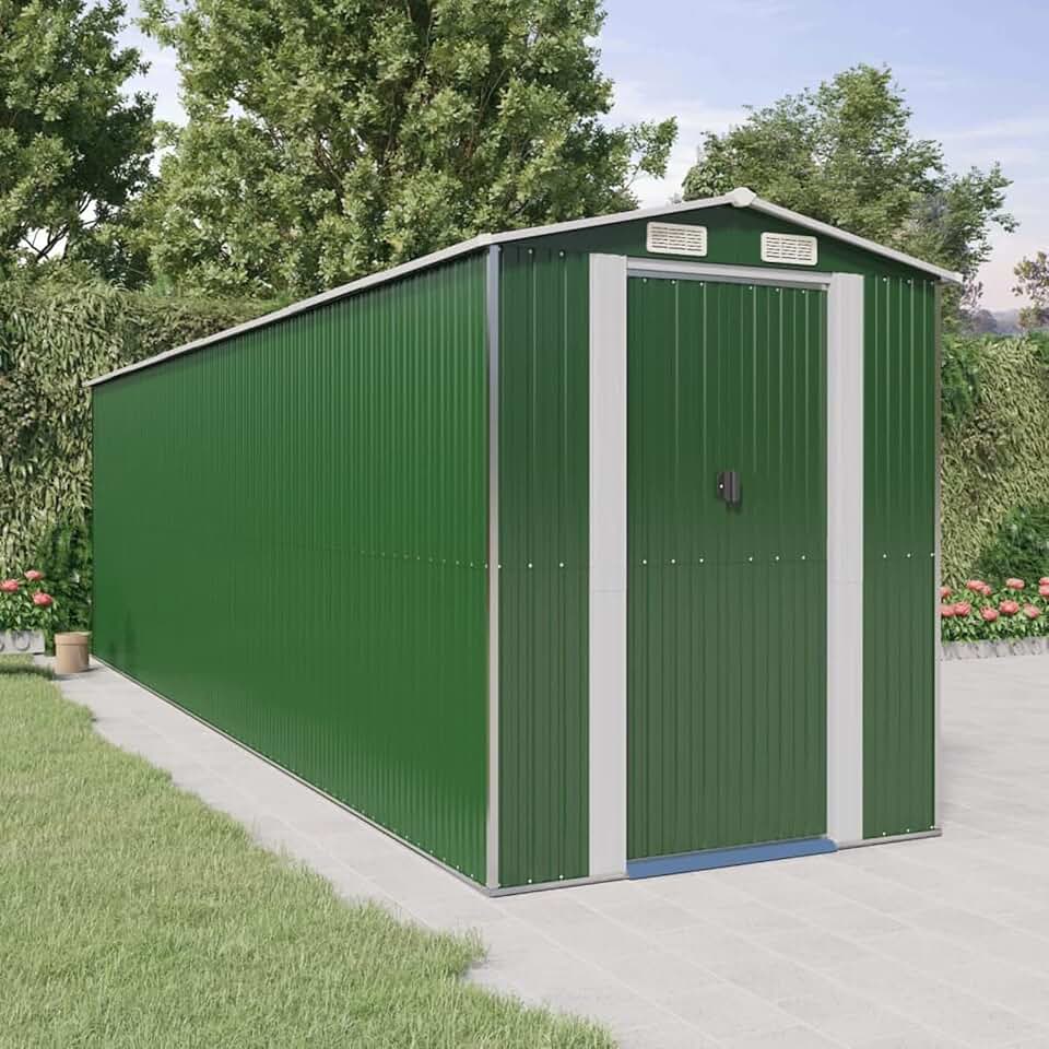 bleujardin - abri de jardin acier, vert, 192x689x223cm, rangement outils