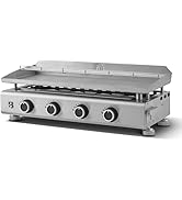 bleujardin - Plancha Silvia Evo 4 Feux Plaque INOX de 84 x 34 cm - 4 brûleurs - Grille de réchauffem...