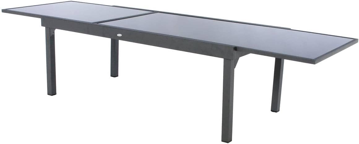bleujardin - Piazza extensible - 12 places - aluminium/verre renforcé - gris graphite