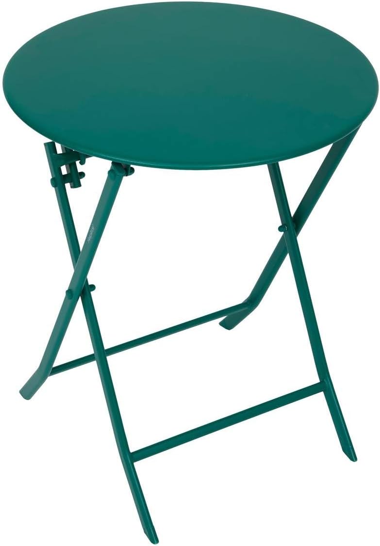 bleujardin - Greensboro - Ø60cm - Table ronde pliante acier vert opale