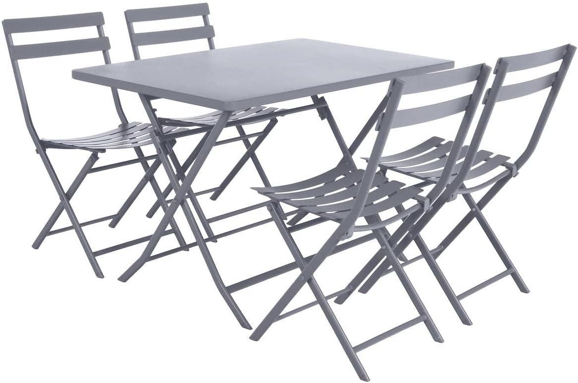 bleujardin - Greensboro - 4 places - table pliante acier antirouille, quartz