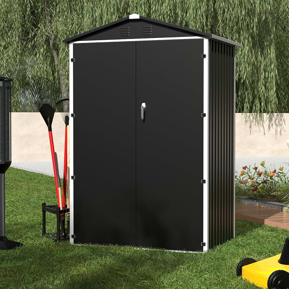 bleujardin - Abri de jardin toit incliné 125x88.5x185cm - Résistant, noir