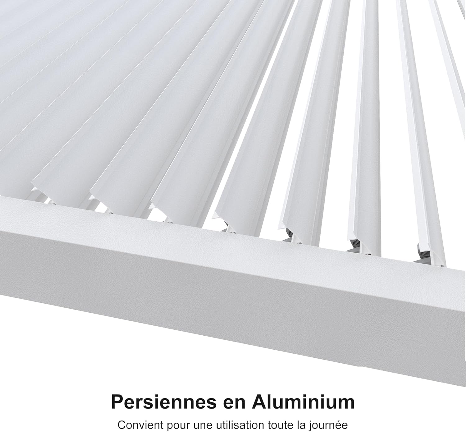 bleujardin - Pergola bioclimatique - 4,8x3,68m - lames orientables, éclairage intégré, aluminium, blanc
