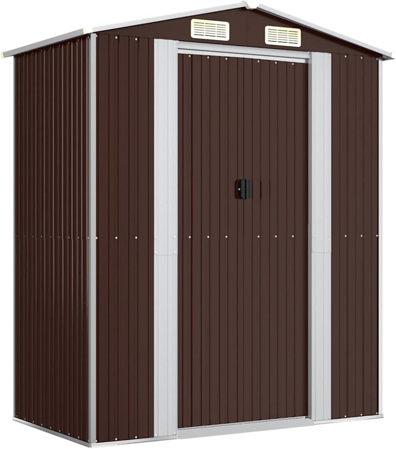 Abri de jardin extérieur - acier galvanisé marron, 192x108x223 cm, rangement robuste