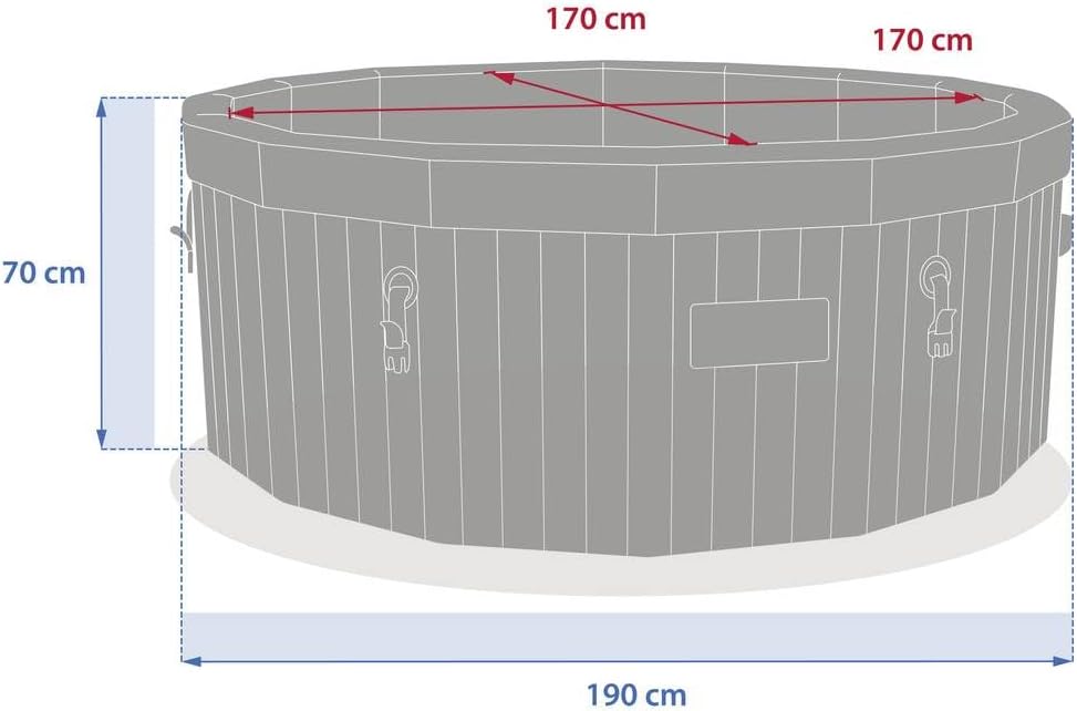 bleujardin - Spa Nordik Ø190 cm - 5-7 pers, 180 jets, WiFi connecté, effet bois