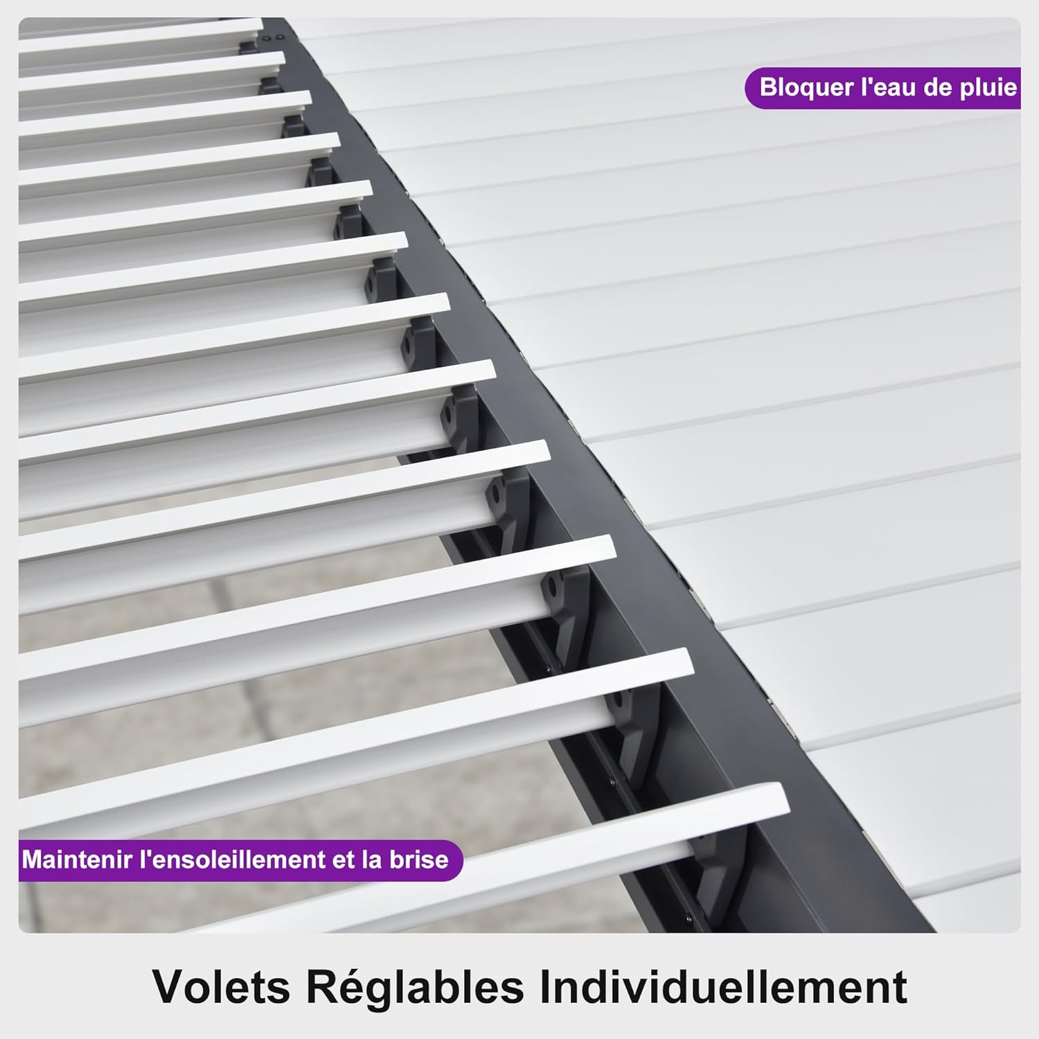 bleujardin - Pergola Bioclimatique - 6,35x3,5m - Aluminium, éclairage, lames orientables, poteaux blancs