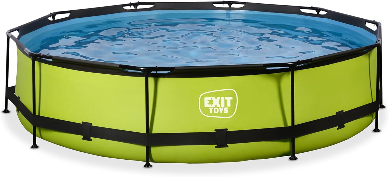 bleujardin Piscine Tubulaire Lime - ø360x76cm - Piscine Hors Sol Ronde Grande avec Pompe Filtrante à Cartouche - Entrée Basse - Idéal pour Les Jeunes Enfants - Cadre Stable - Design Unique - Vert