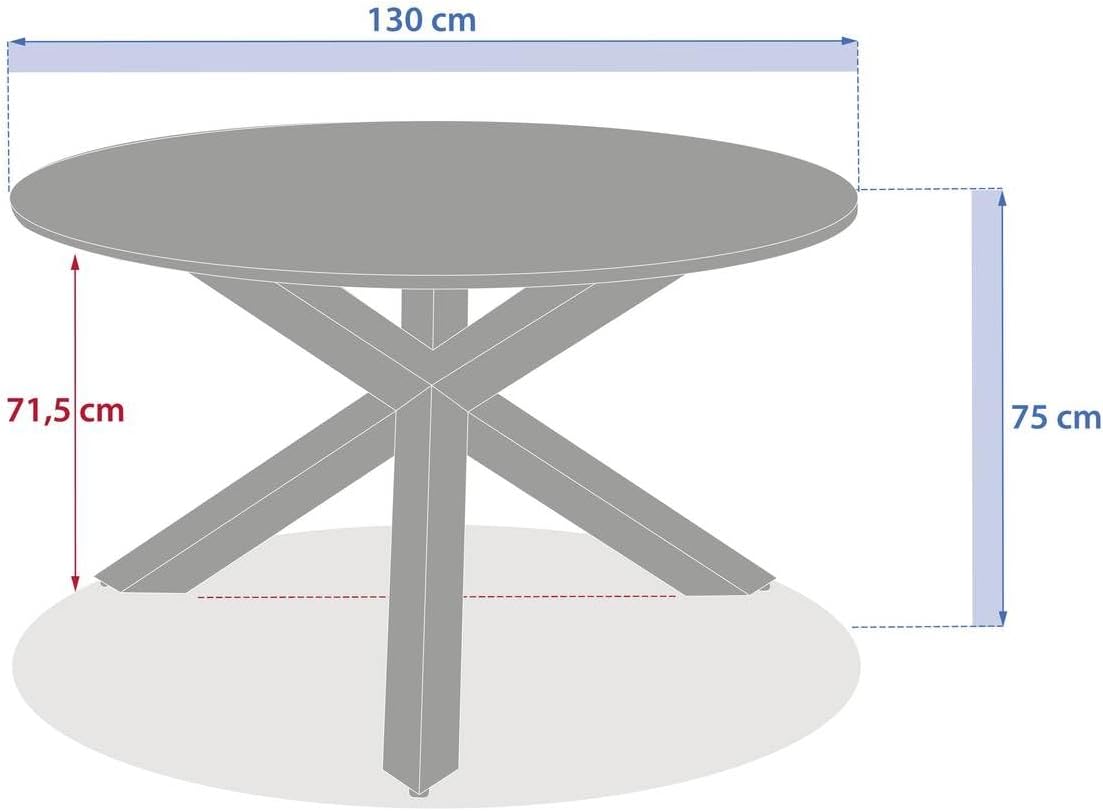 bleujardin - Table de jardin Oryon - 130cm ronde - 6 places, coloris café