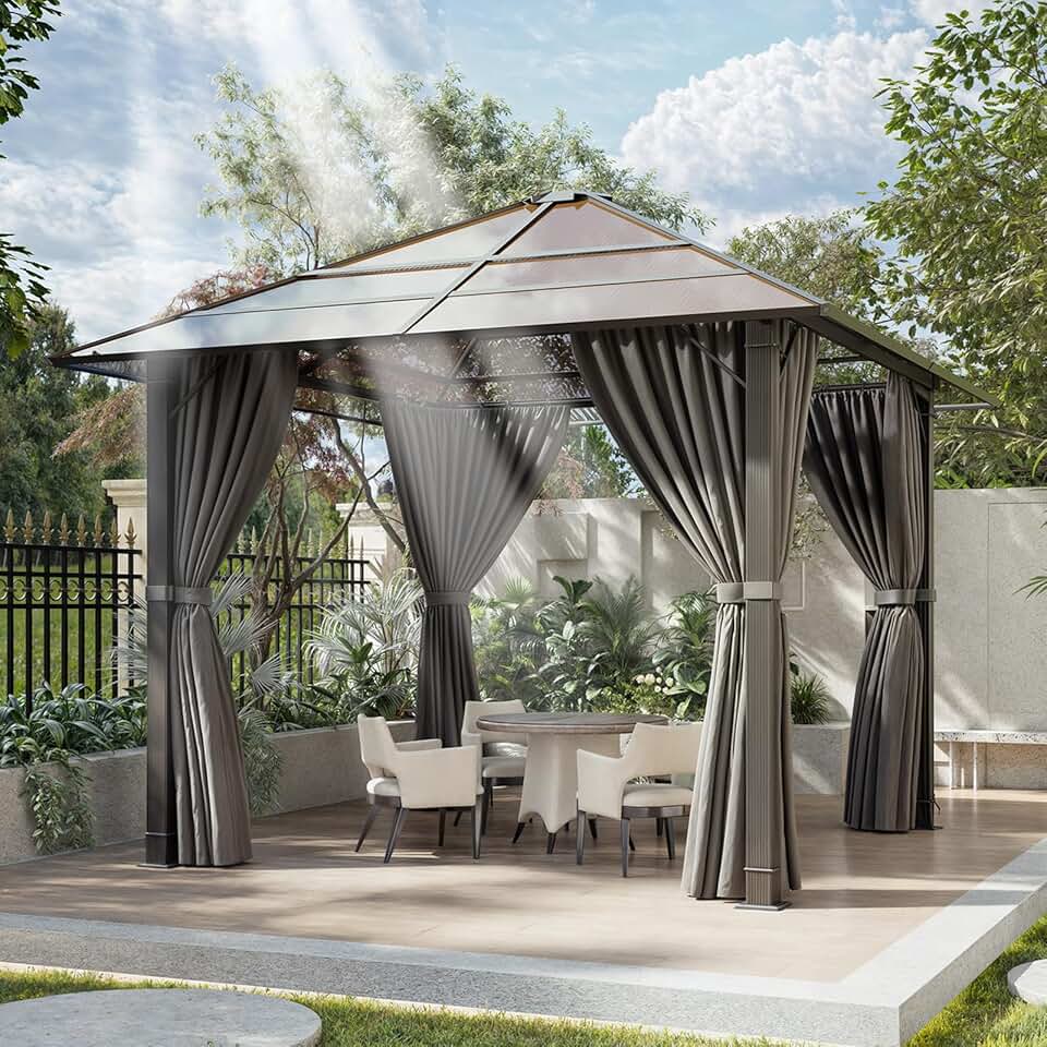 bleujardin - Tonnelle Hardtop Aluminium 3x3m, étanche UV, gris