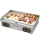 bleujardin Plancha Électrique Professionnelle Inox 4400W De Gril En Le Fer 73 * 43cm, Thermostat 50 ...