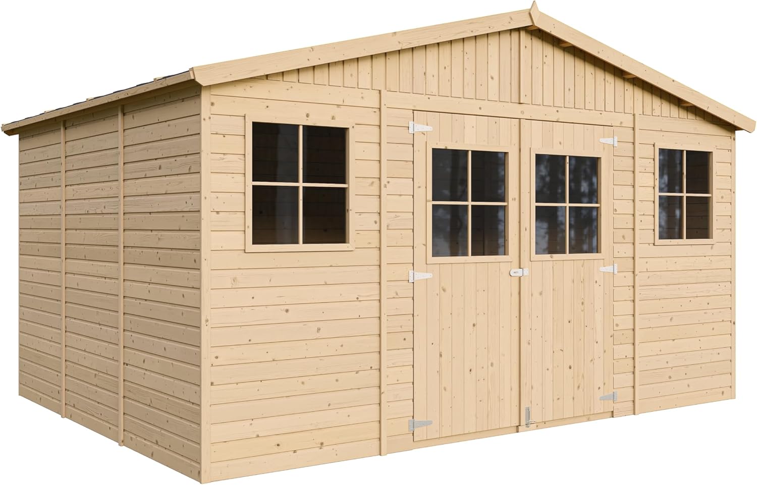 Abri de Jardin en Bois Exterieur avec Plancher IMPRÉGNÉ- Chalet en Pin/épicéa-H246x418x320 cm/12 m²- Construction de Panneaux - Rangement pour vélos, Remise à Outils- bleujardin M331+M331G