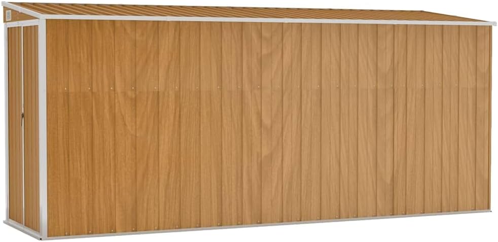 Abri de jardin mural marron 118x382x178 cm acier galvanisé, 47.9kg