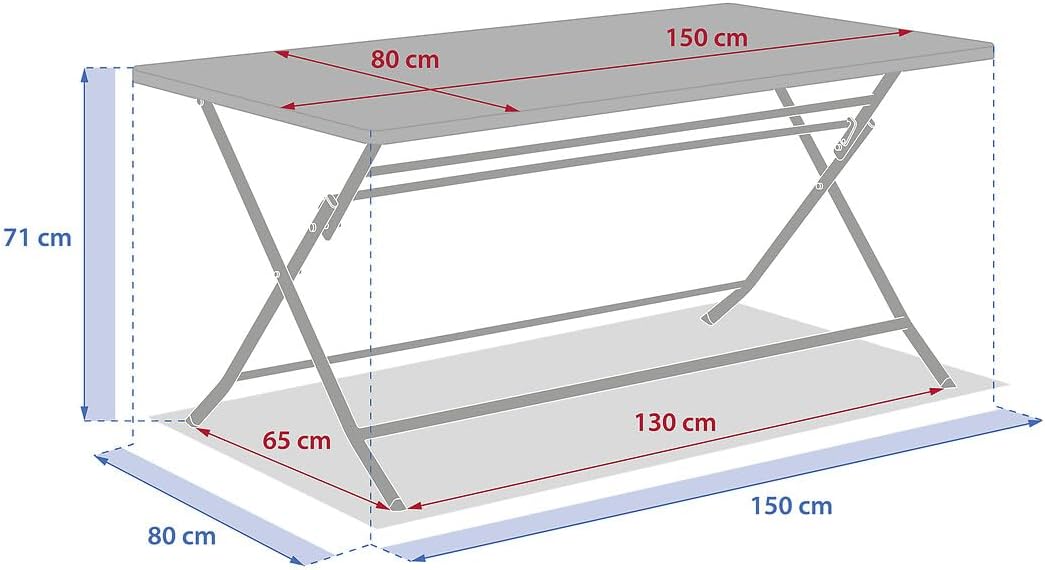 bleujardin - Greensboro - table pliante rectangulaire 6 places - acier epoxy antirouille