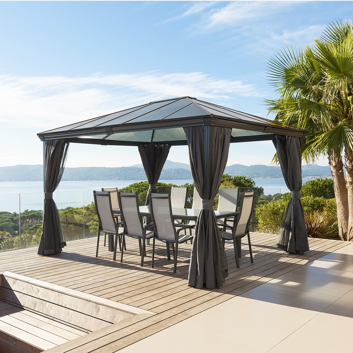 bleujardin - Tonnelle Belize Graphite - 5 places - polyester acier epoxy anti-rouille