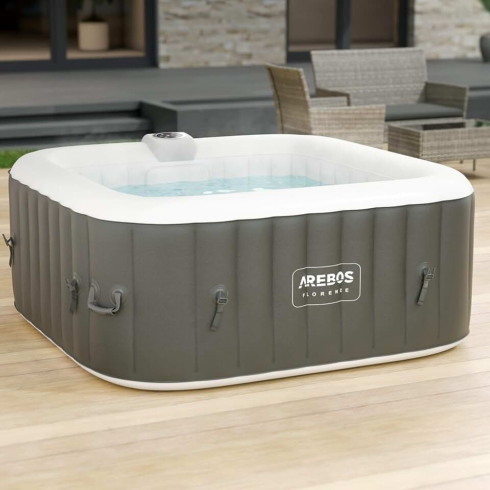 bleujardin - Spa gonflable carré 154x154cm - 4 personnes, 100 jets, 600L