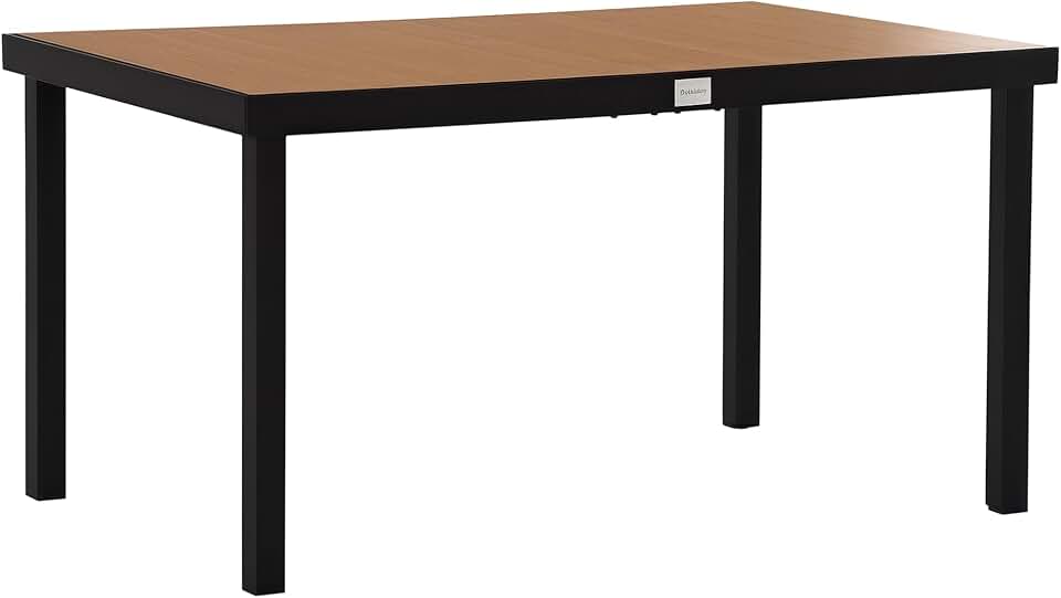 bleujardin - Table à manger jardin, 140x90x74 cm, aluminium bois naturel