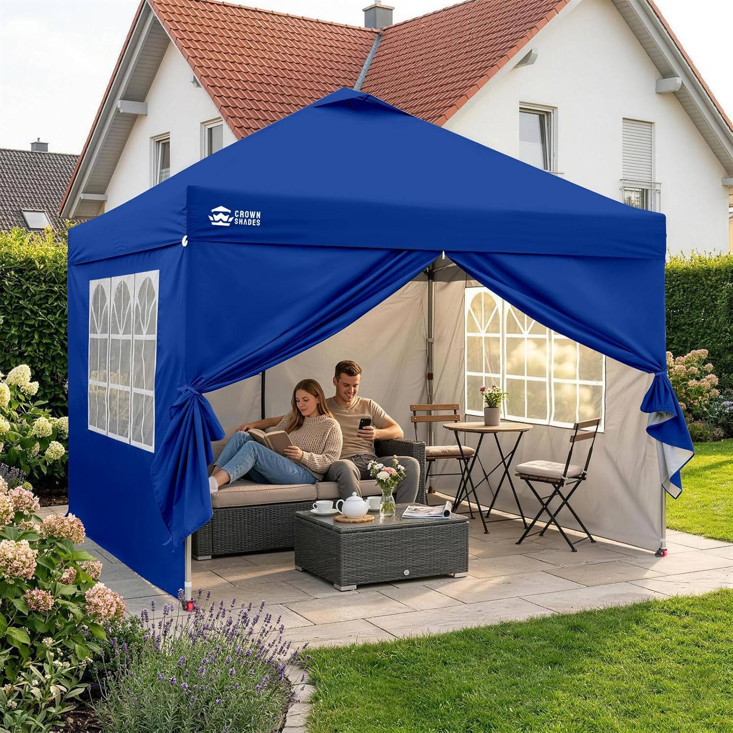 bleujardin - tonnelle pliante 3x3m - imperméable, UPF 50+, 4 parois amovibles