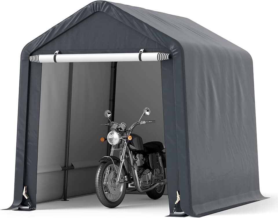 bleujardin Abri de Vélos Extérieur de 240 x 195 x 214 cm, Abri de Garage Portable pour Motos Housse Imperméable avec Porte à Fermeture Éclair Enroulable, Tente de Rangement pour Jardin Cour