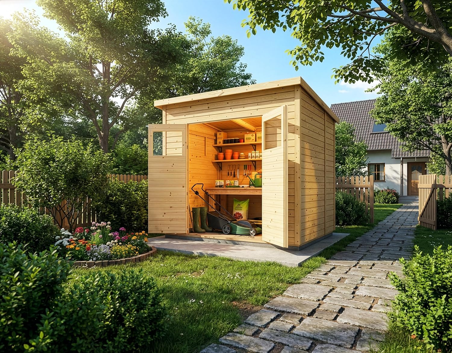 Carlsson - Mollie - abri de jardin bois, rectangle, toit monopente, panneaux préfabriqués