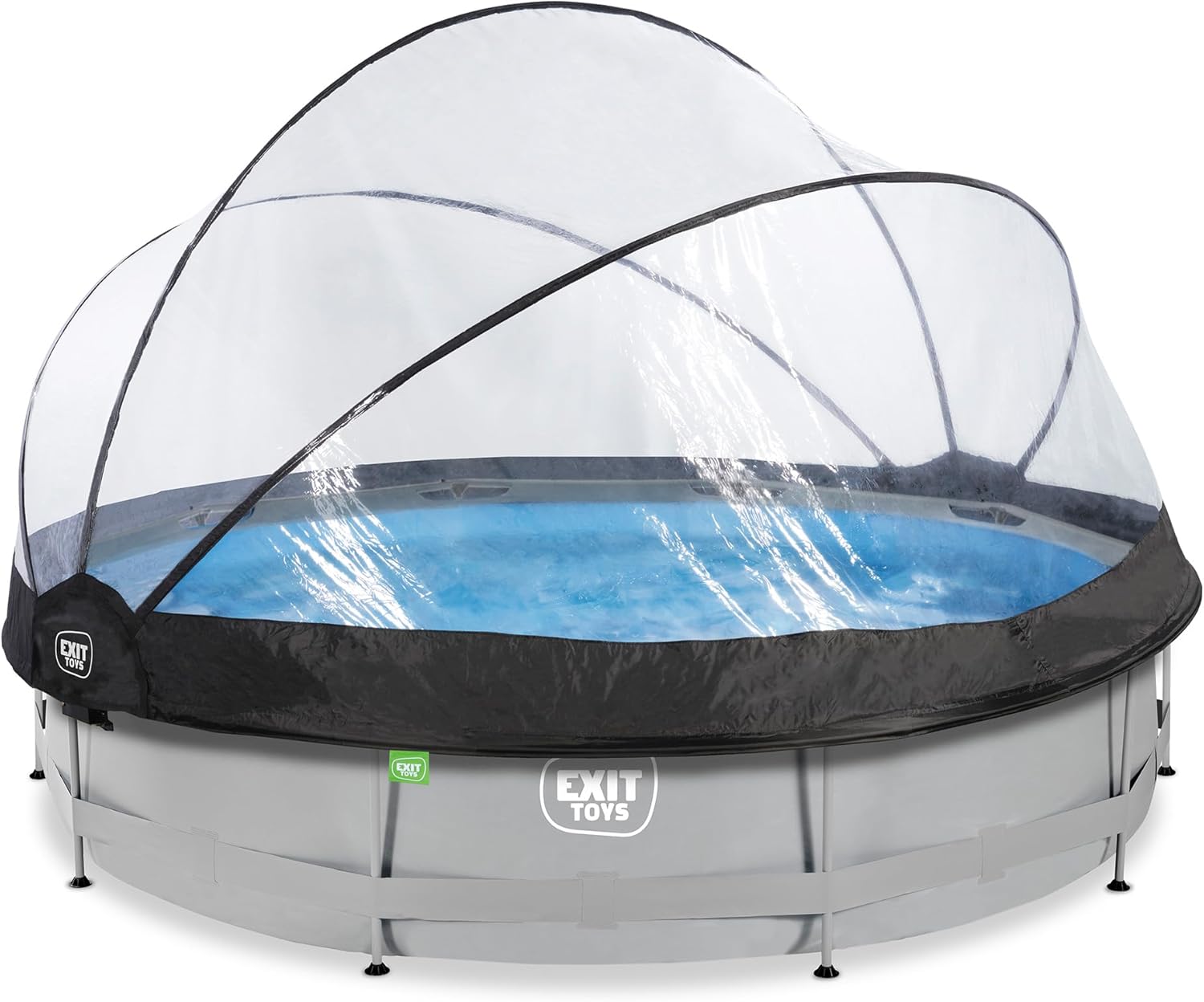 bleujardin Piscine Tubulaire Soft Grey avec Dôme Multifonctionnel - ø360x76cm - Piscine Hors Sol Ronde avec Pompe Filtrante à Cartouche - Entrée Basse - Pour l'Eau de la Piscine Propre et Chaude - Gris