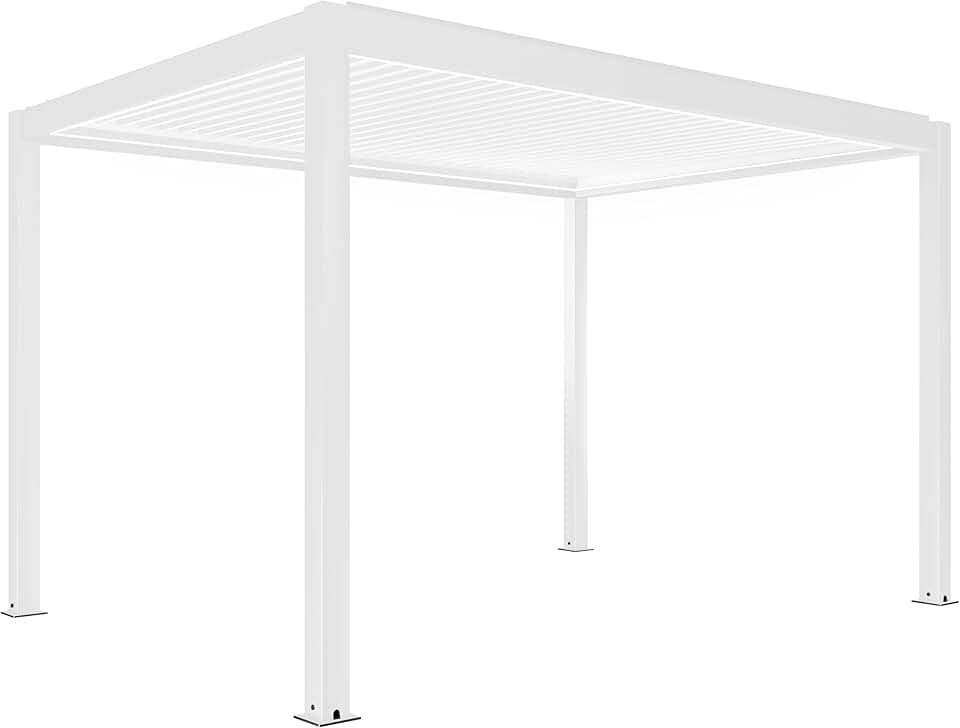 bleujardin - Pergola bioclimatique motorisée éclairage - 3x4 m - Blanc
