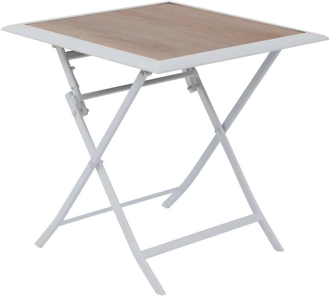 bleujardin - Azua - 70x70 cm - table pliante 2 places aluminium Blanc