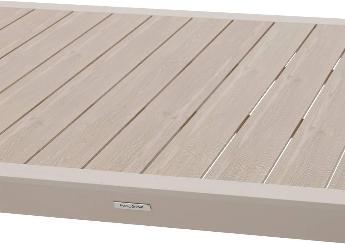 bleujardin - Évasion - table jardin alu 12 places effet bois lin argile