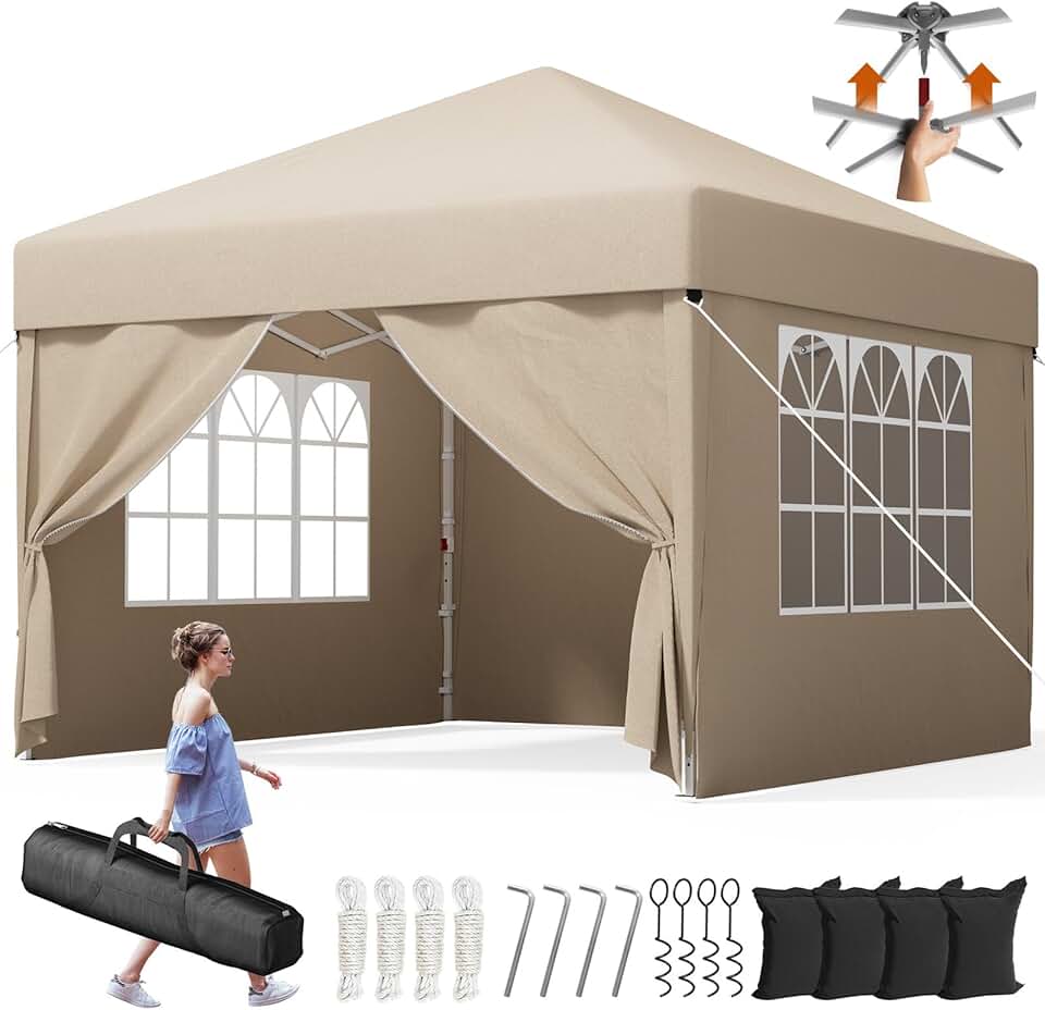 bleujardin - tonnelle pliante 3x3m - imperméable, 4 parois, UV 50+