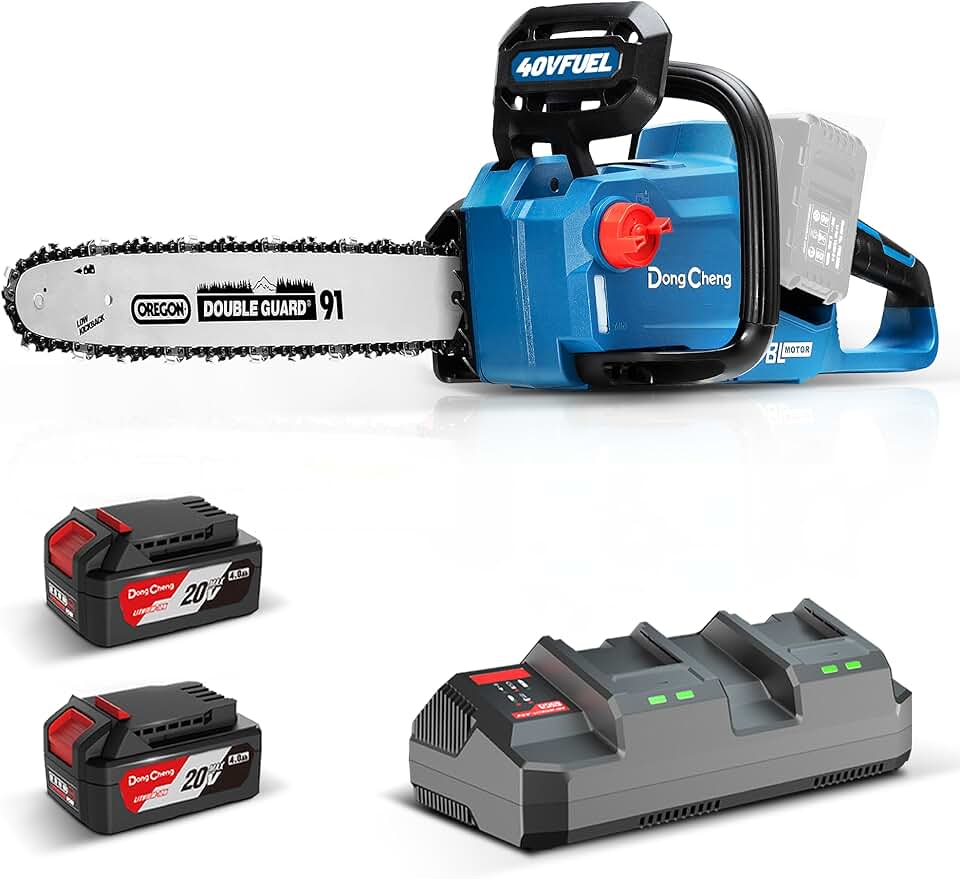 bleujardin - Tronçonneuse sans fil 40V - 38 cm - Moteur brushless, 2 batteries 4 Ah