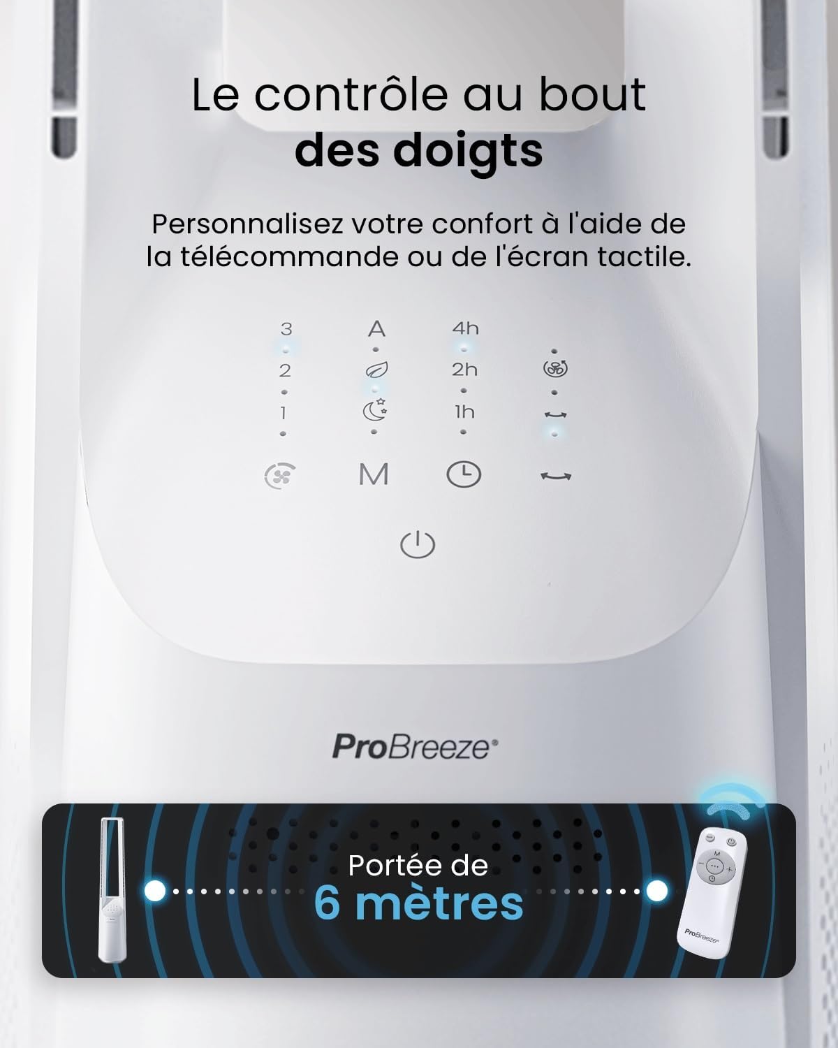 bleujardin - Ventilateur Tour WiFi Intelligent 101cm - Silencieux, LED, télécommande, 6 vitesses, oscillation