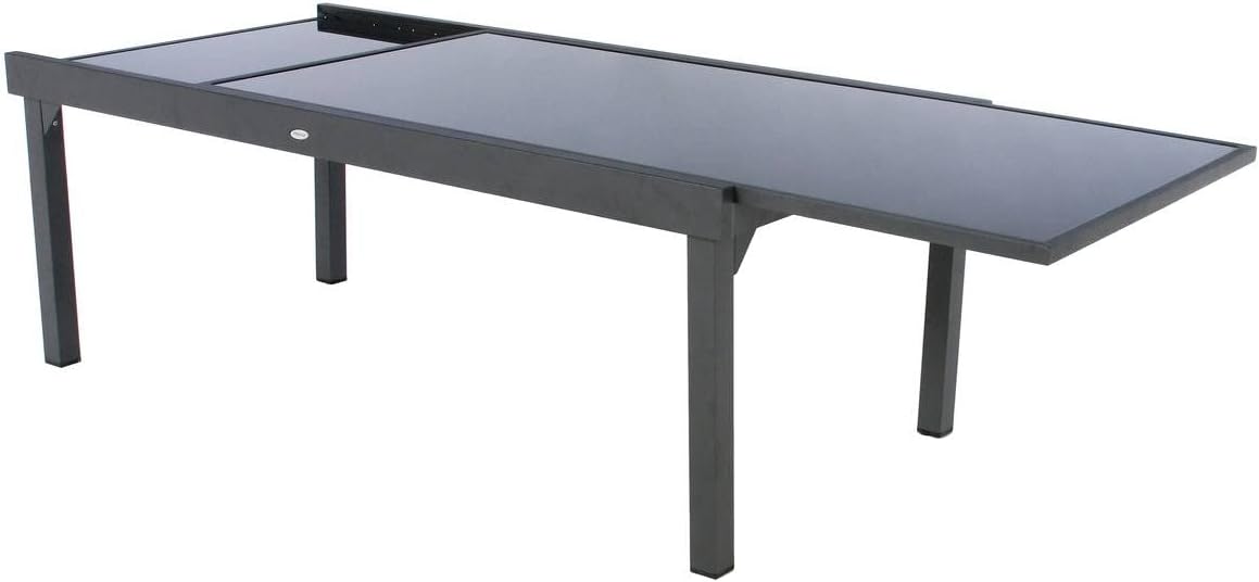 bleujardin - Piazza extensible - 12 places - aluminium/verre renforcé - gris graphite